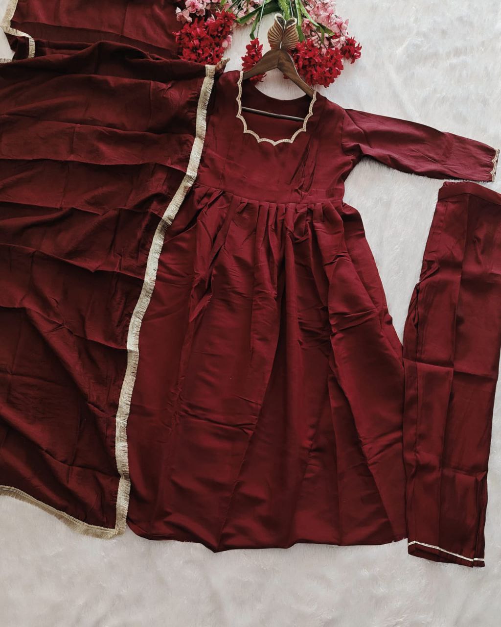Women Empire Gotta Patti Chanderi Silk Kurta with Churidar & With Dupatta