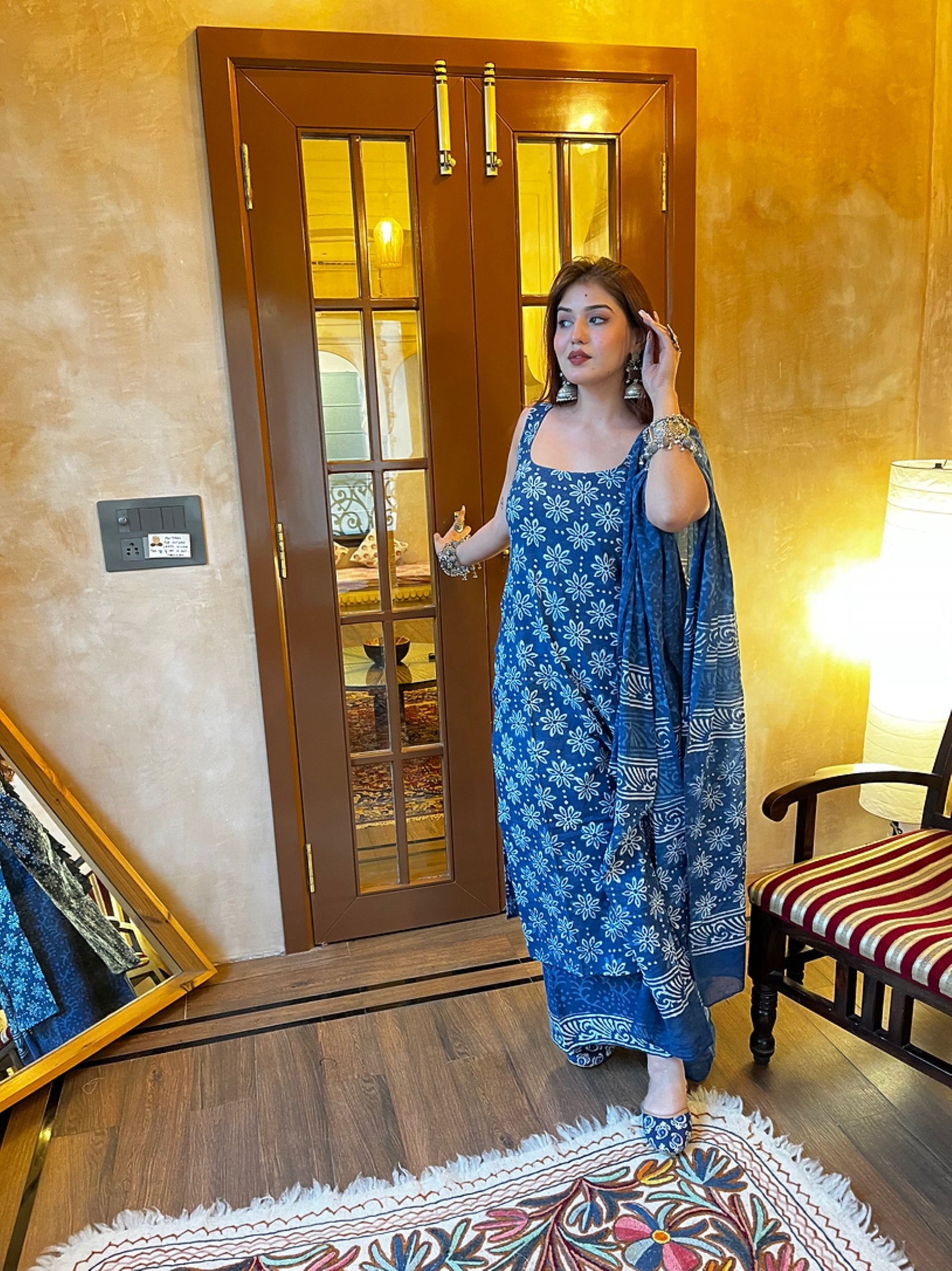 Women Floral Printed Regular Kurta with Palazzos & With Dupatta