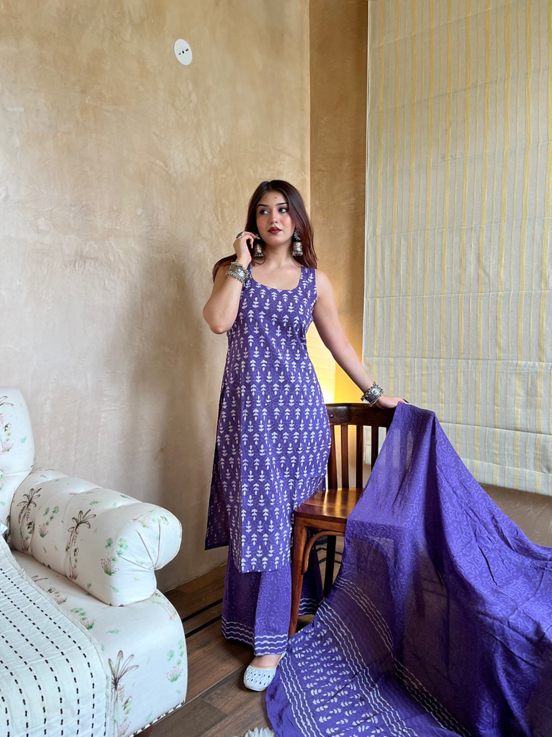 Women Ethnic Motifs Printed Regular Kurta with Palazzos & With Dupatta