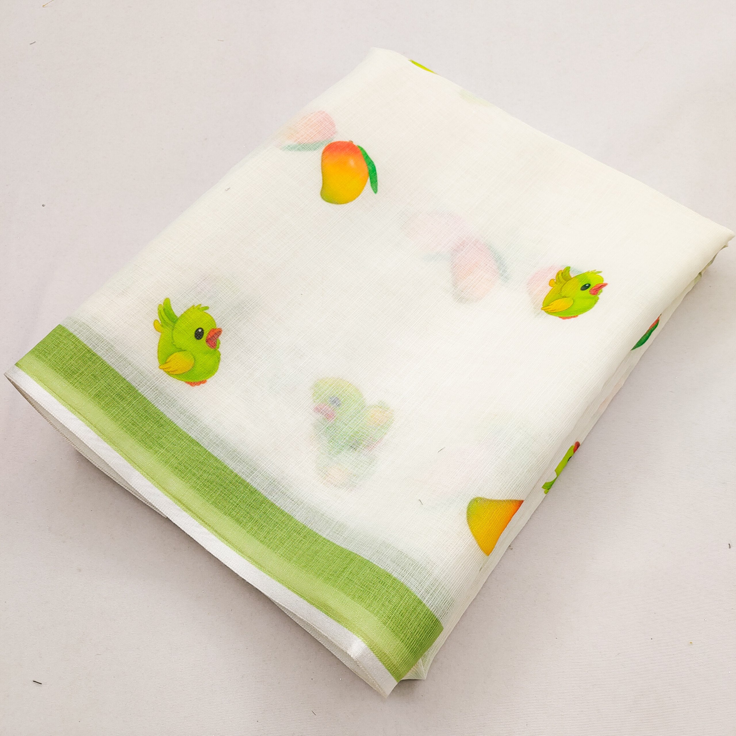 Printed Pure Linen Block Print Saree With Unstiched Blouse Piece