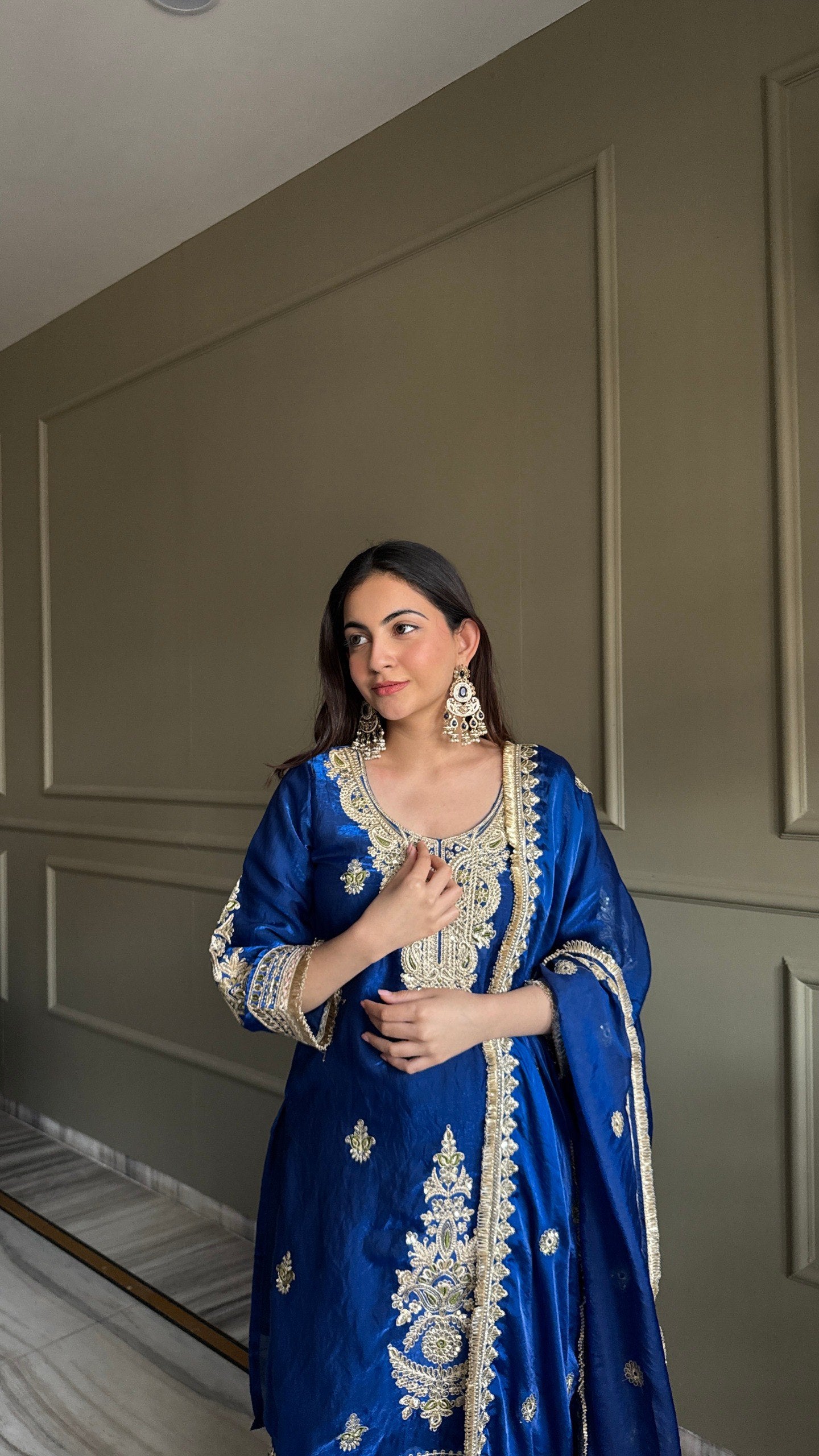 Deserving Palazzo Salwar Kameez For Festival blue