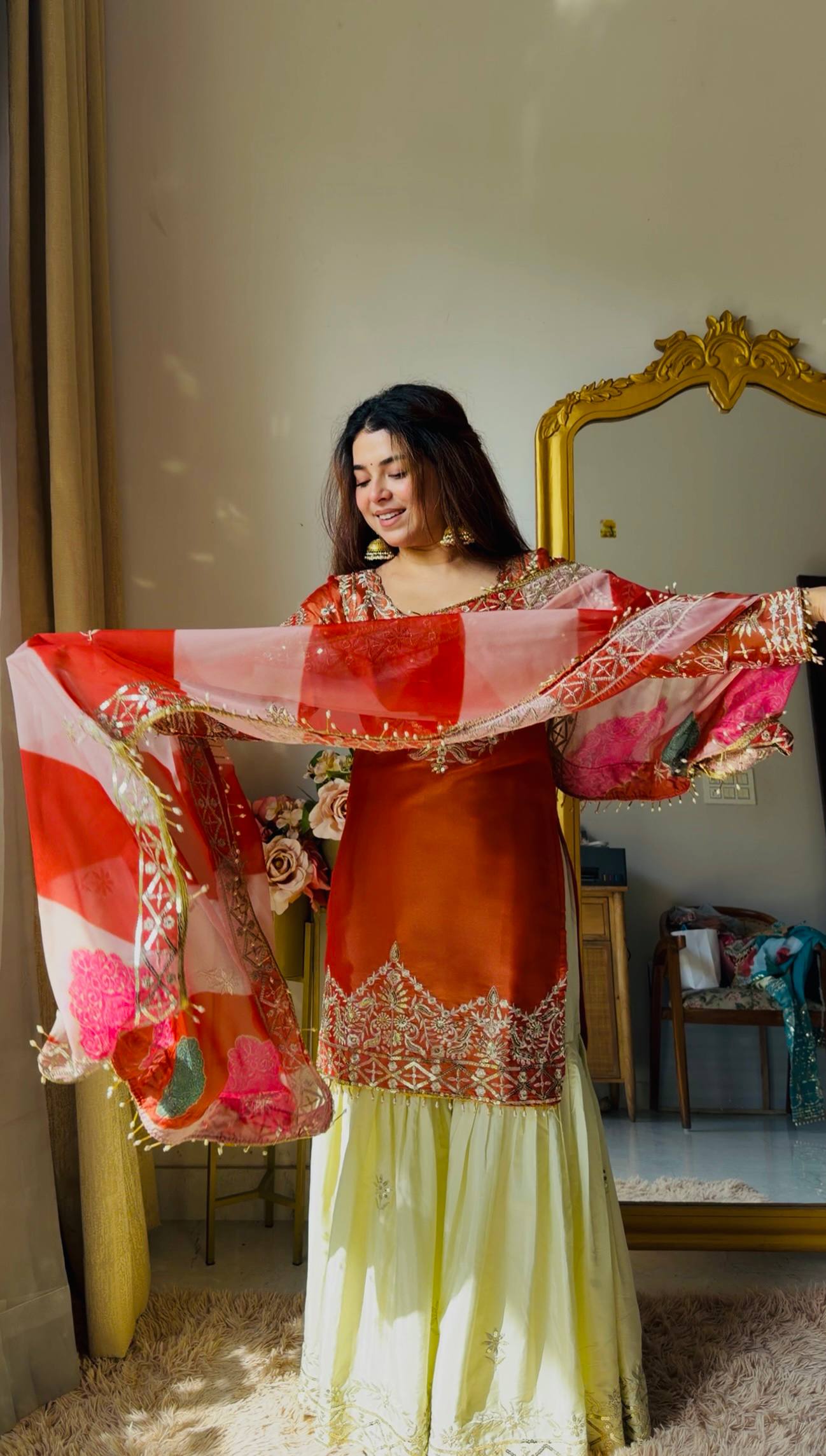 Designer Embroidered Top Plazzo Dupatta Set Collection