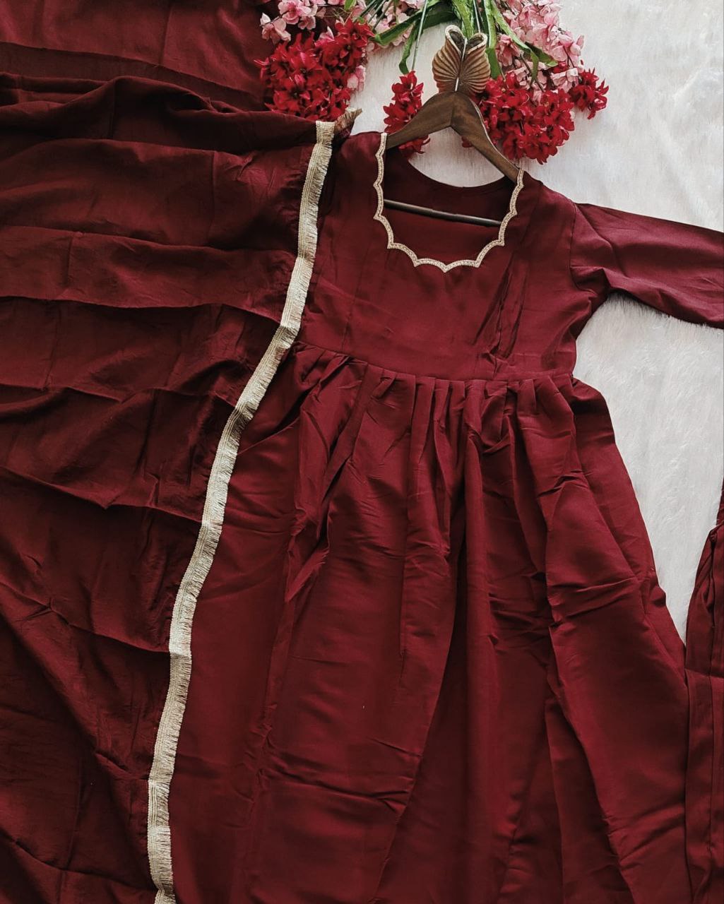 Women Empire Gotta Patti Chanderi Silk Kurta with Churidar & With Dupatta