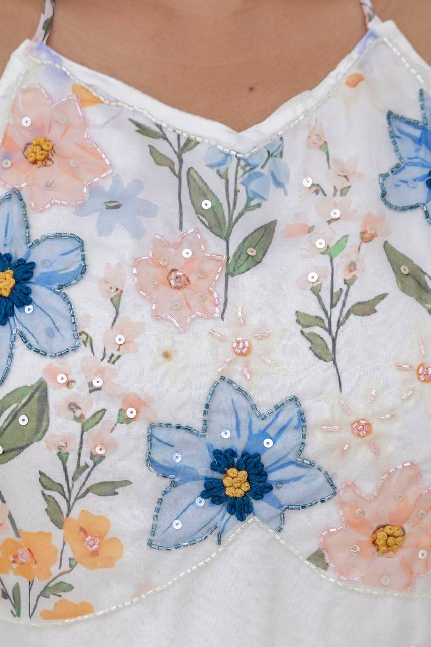 WOMEN'S WHITE COLOUR CHIFFON ANARKALI KURTA PALAZZO AND DUPPTTA SET