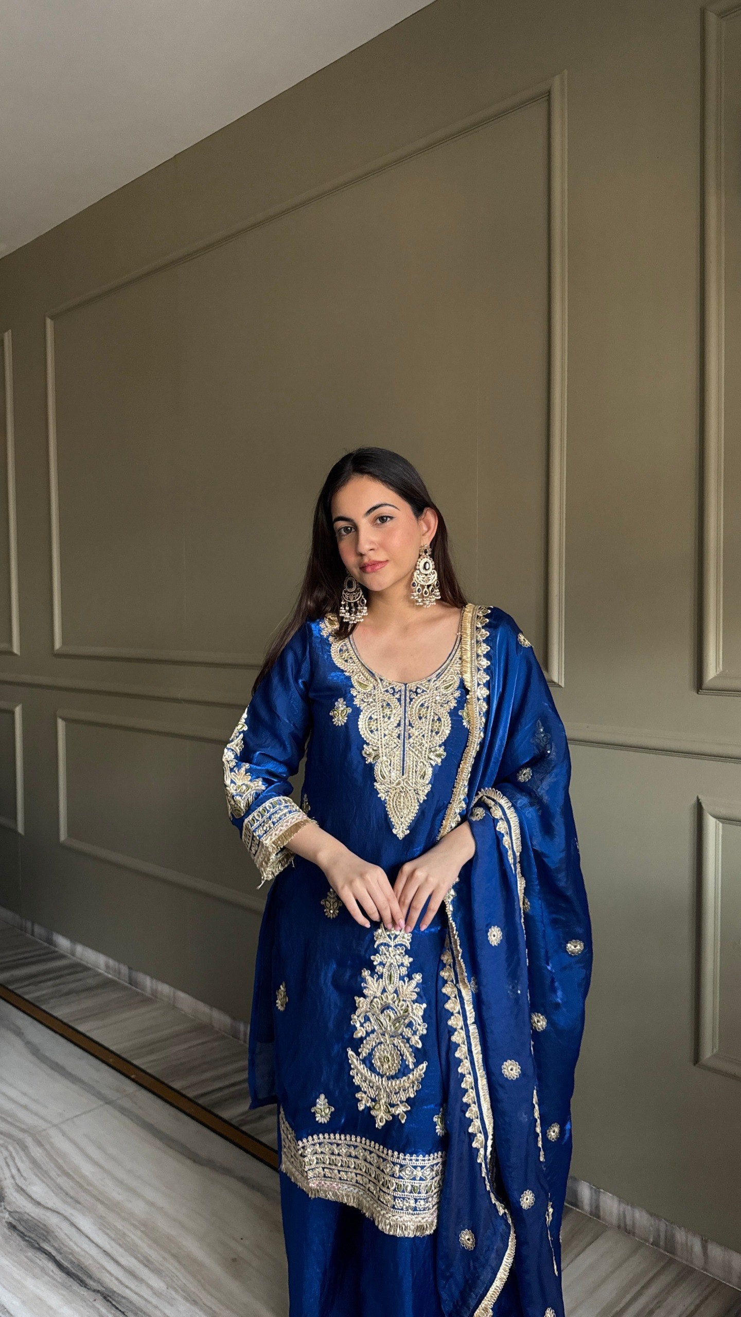 Deserving Palazzo Salwar Kameez For Festival blue