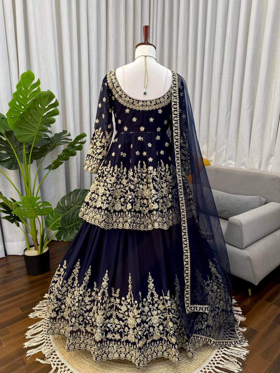 Exclusive Black Georgette Top Lehenga