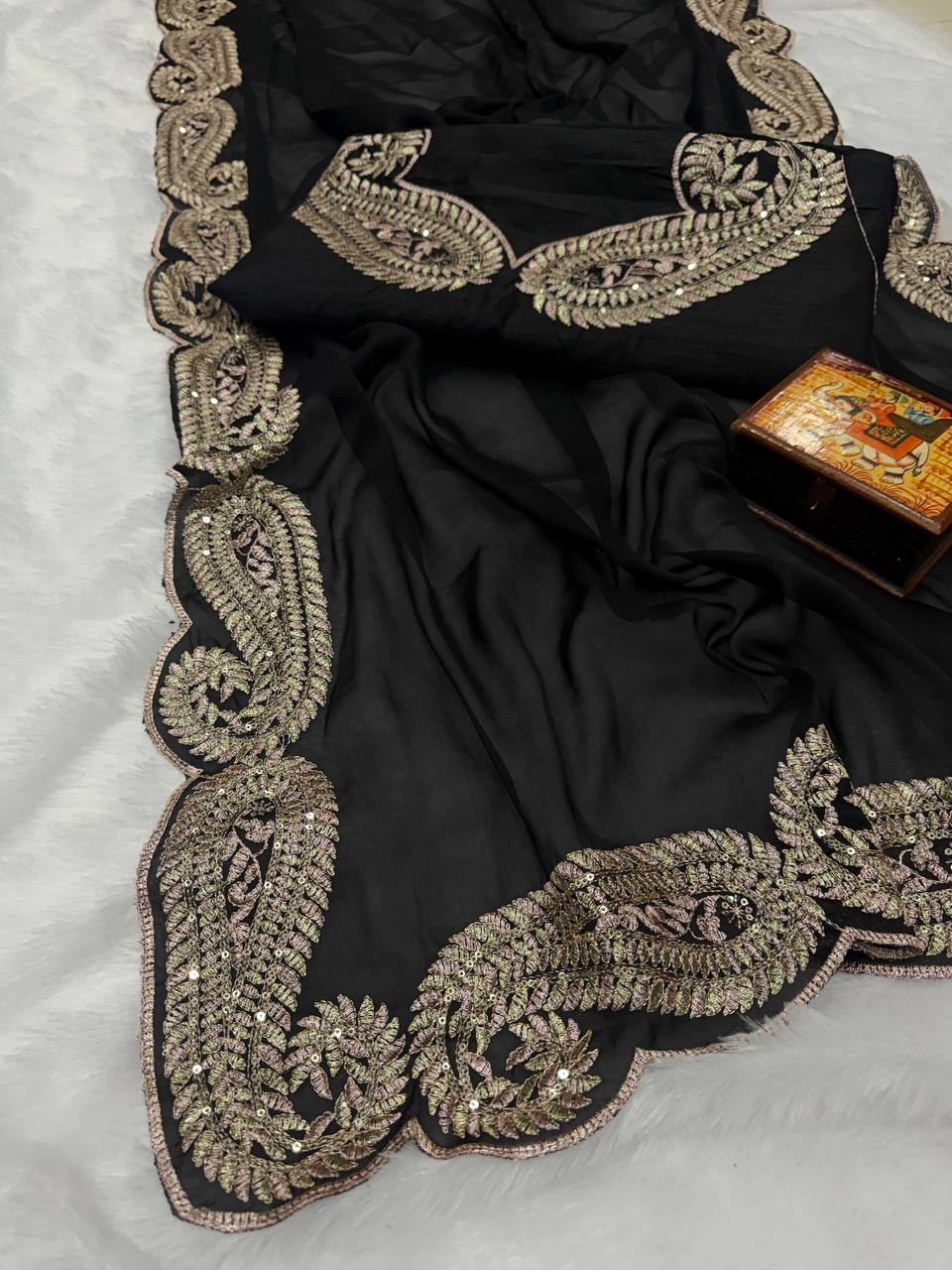 Soft Rangoli Silk Zari & Sequence Embroidery Saree with Banglori Blouse – Wedding, Party & Festive Wear Designer Saree