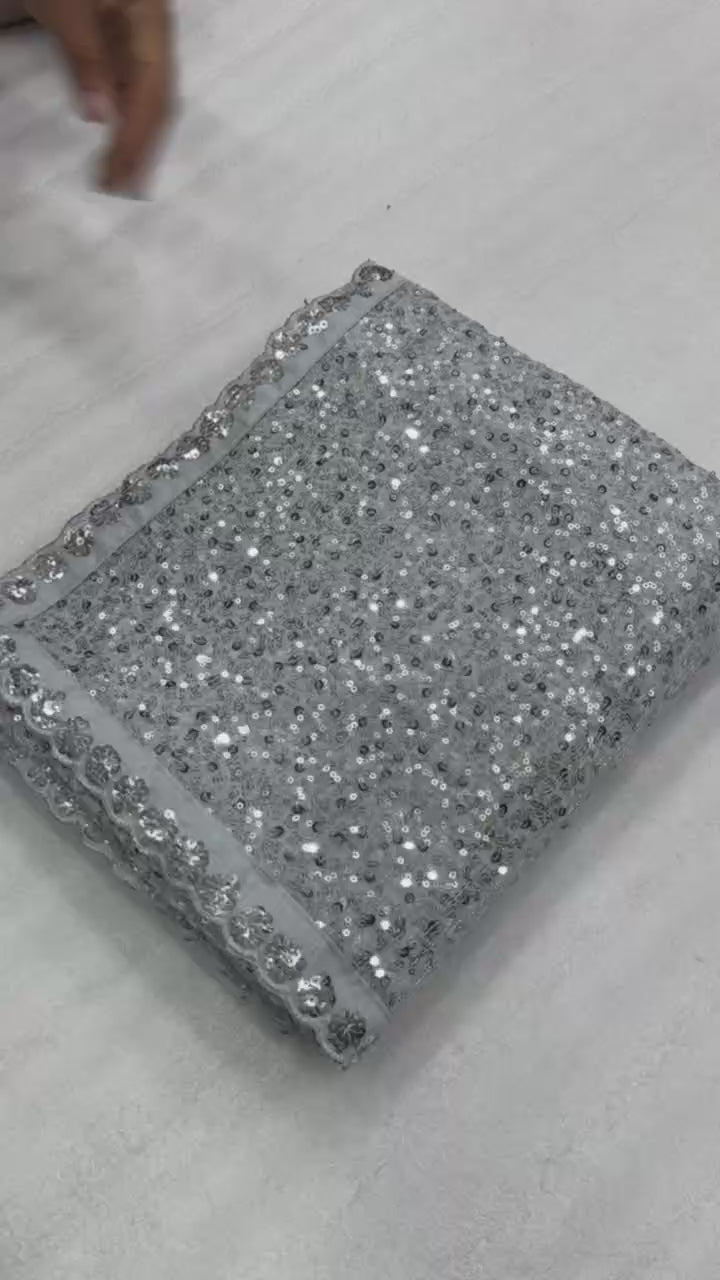 Saree  FAUX Georgette With Heavy  Khichdi Sequence Embrodery Work