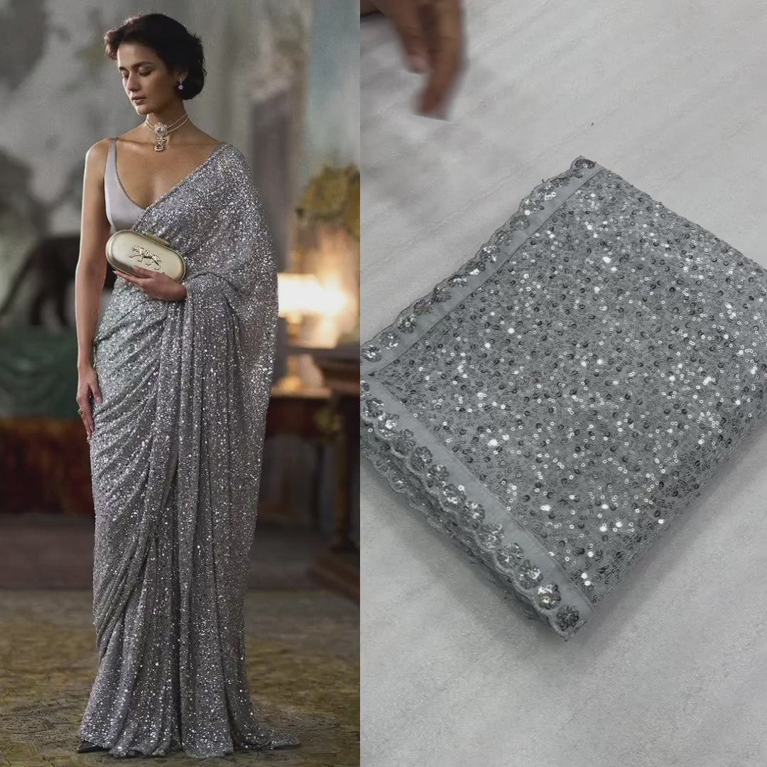 Saree  FAUX Georgette With Heavy  Khichdi Sequence Embrodery Work